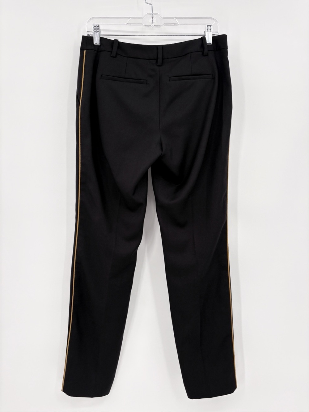 NILI LOTAN Leo Black Wool Tuxedo Trouser Pant Gold Stripe 6 - Picture 9 of 14